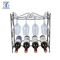 Home Decoration Kitchen Storage Countertop Wine Rack Wire Wine Glass Bottle Holder On the Desk