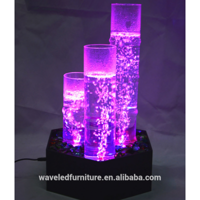 Hot sale pillar flash led water bubbles acrylic light bamboo tube