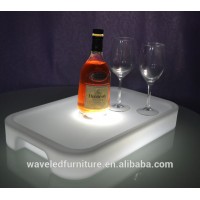 Portable wireless remote control plastic wine holding square colorful serving led tray with 16 colors changing