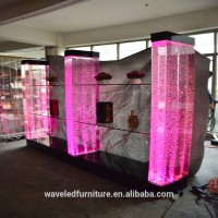 High quality acrylic LED square water bubble light tubes with glass shelves